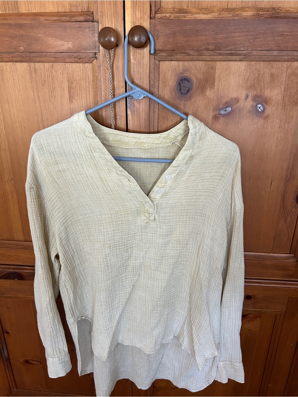Light Cream Gauze Henley Top